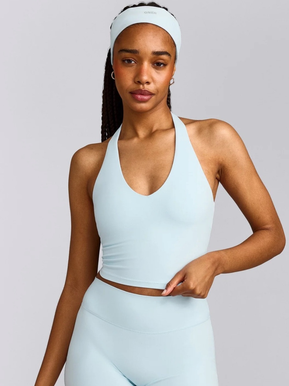 Oner Active SoftMotion halter neck mid tank top with built in bra shelf